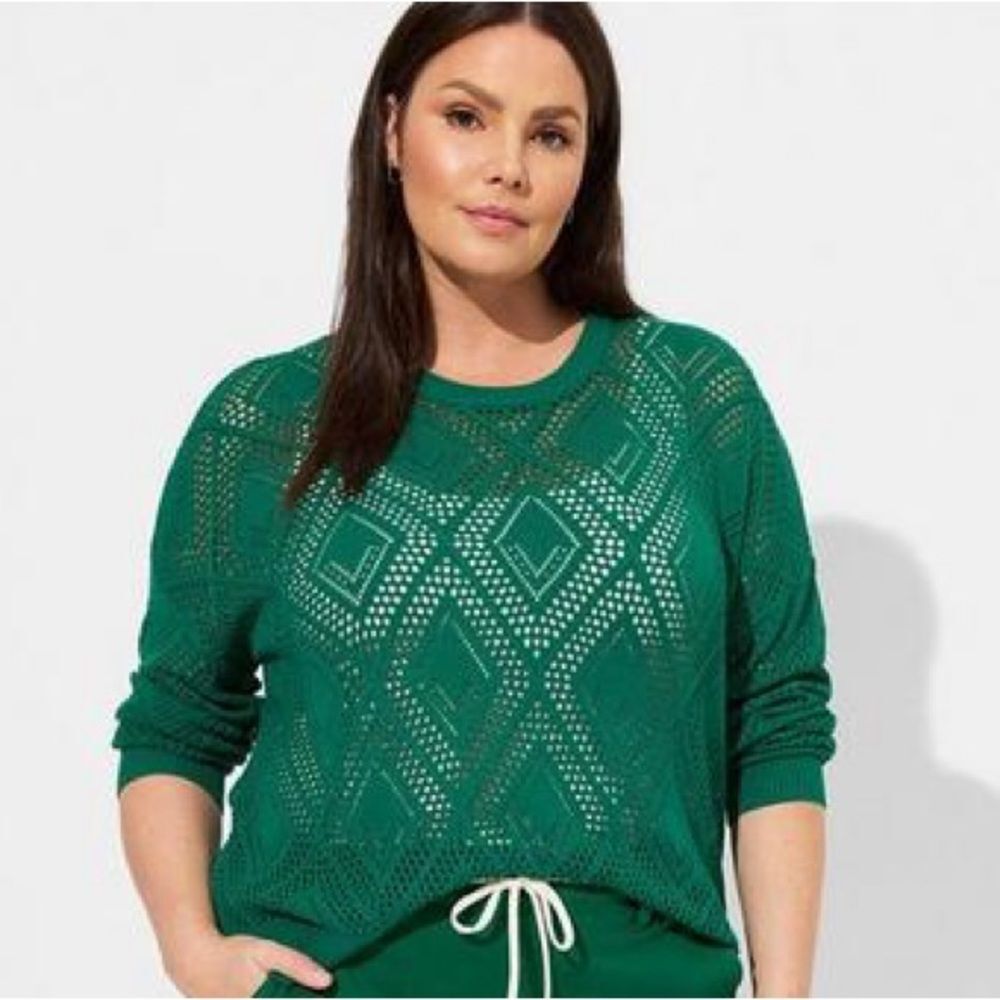 NWT Torrid Pontelle Knit Green Pullover‎ Long Sleeve Crew Neck Sweater, Size 5x